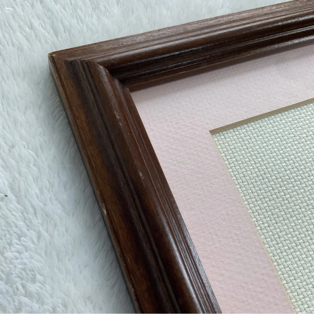 Vintage 1990s Baby Cross Stitch Sampler Framed Nursery Wall Art Cottagecore